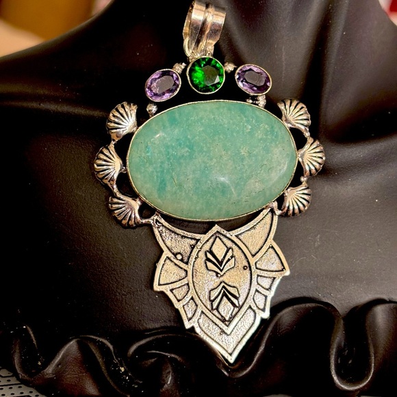 Amazonite Gemstone Hand crafted pendant Gift Jewelry Pendant 4” - Picture 1 of 6